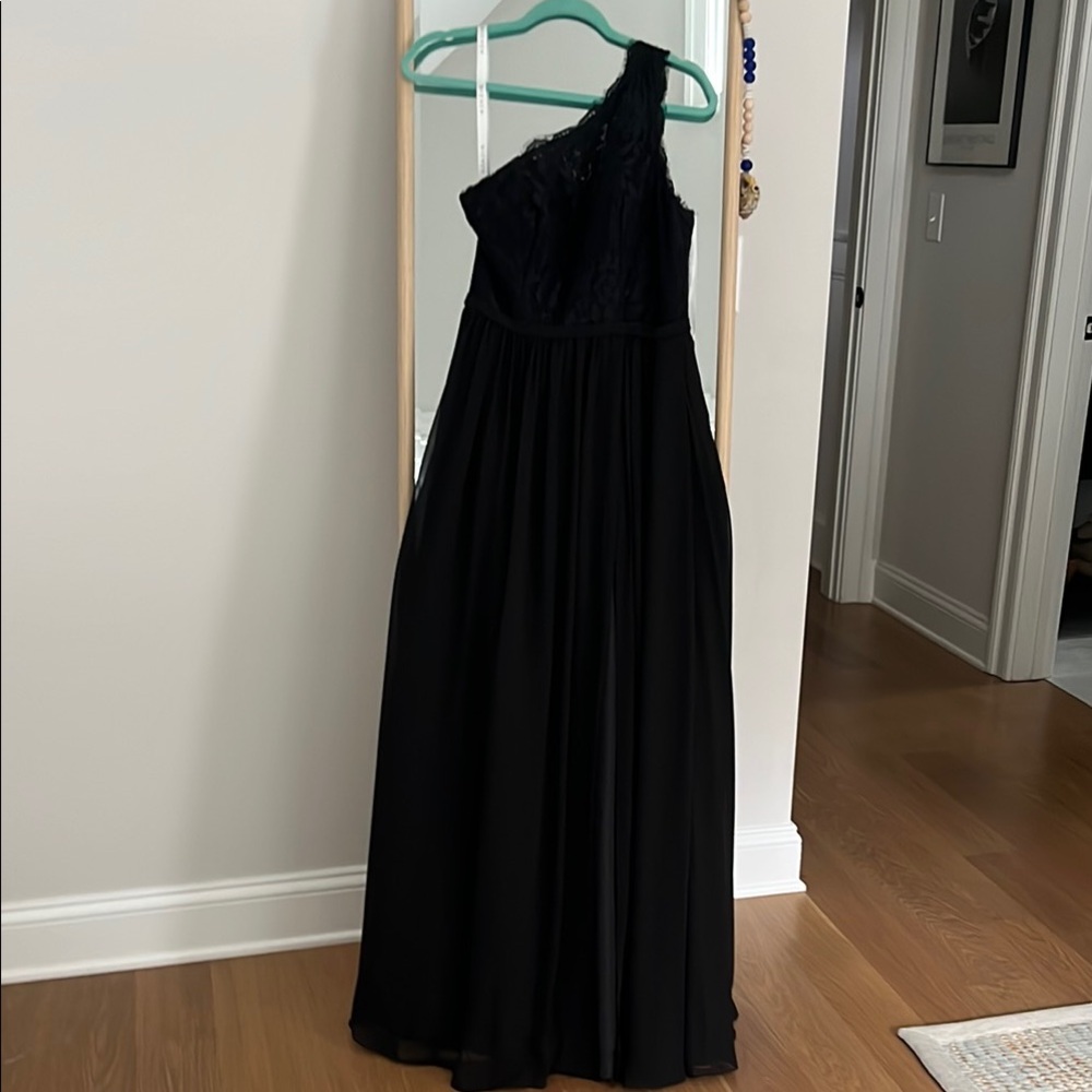 Azazie Black Asymmetrical One-Shoulder Gown